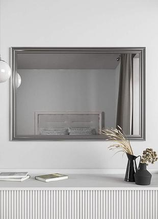 Настенные зеркала в багетной раме 68х98 на всю стену навесное, зеркало настенное серебристого цвета красивое