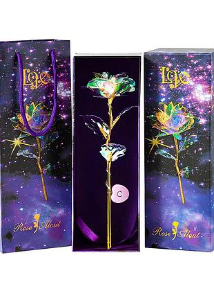 Светящаяся роза. роза с 24к золотым покрытием стебля. декоративные розы. розы с подсветкой. высота 25 см yousf