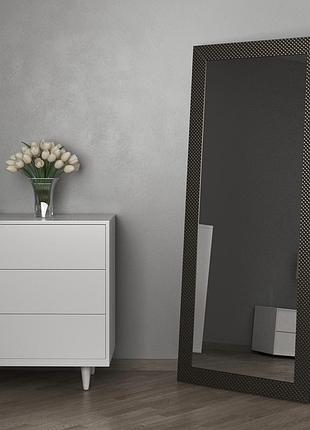 Дзеркало підлогове у ванну 176х76 стильне у широкій рамі, дзеркало підлогове на повний зріст сіро коричневий