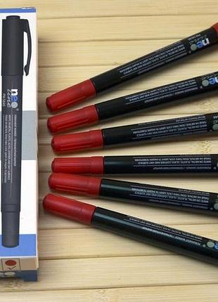 Маркер двухсторонний permanent, красный neoline pm-5846