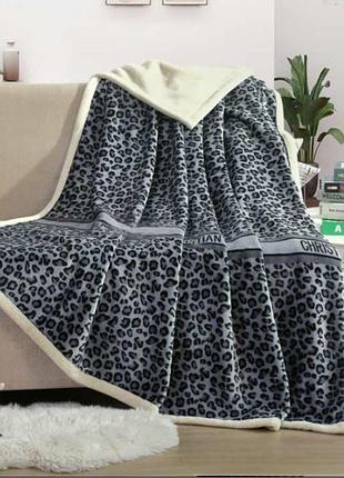 Плед на овчине полуторный koloco 150 х 200 см (39918) серый леопардовый принт