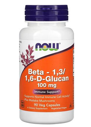 Бета глюкан, beta-1,3/1,6-d-glucan, now foods, 100 мг, 90 вегетарианских капсул