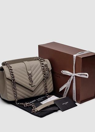 Сумка college saint medium in quilted leather laurent grey