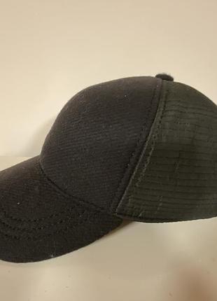 Бейсболка комбинированная из ш драпа и плащёвки размер 56 57-58 см чёрный в рубчик
