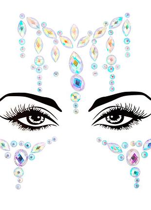 Наклейки на обличчя стрази one size різнобарвний