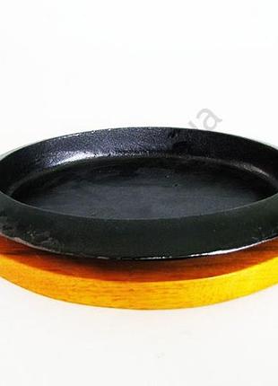 Форма чугунная на деревянной подставке овальная глубокая 25 х 16 х 3 forkopt