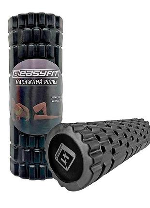 Массажный ролик easyfit ef-2057-bk, eva-пена, чёрный, 30×10 см - для йоги, фитнеса, реабилитации