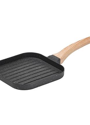 Сковорода гриль квадратна 18×18 см рифлена з гранітним покриттям сіра hp39568c