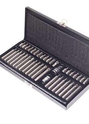 Набір викруткових насадок : адаптери 1/2", 3/8",hex spline torx crv[мет. кейс] 40 шт (yato