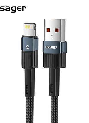 Зарядний кабель fast charge essager 6a 66w lightning 1 метр