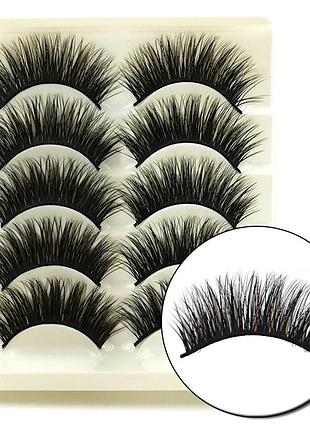 Набор накладных ресниц icycheer 5 пар коричневые + чёрные