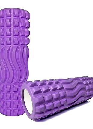 Массажный ролик easyfit ef-3701-v, eva-пена, фиолетовый, 33×11 см - для йоги, фитнеса, реабилитации