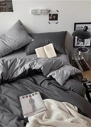 Підковдра 160х220см +наволочки 50х70 2шт поплін люкс мікс антрацит+цирккон moonlight