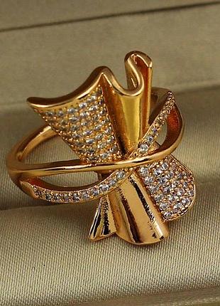 Кольцо xuping jewelry скомканный лист р 19 золотистое