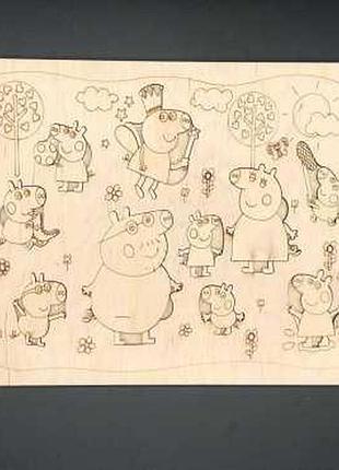 Дерев'яна абетка. свинка пеппа. 25х18см / дерев'яна абетка. свинка пеппа. 25х18см