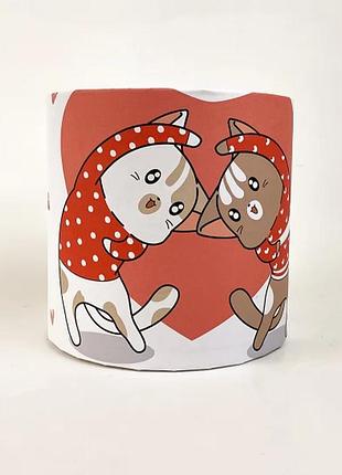 Подарочная коробка круглая 15х15 "котики с сердцем"