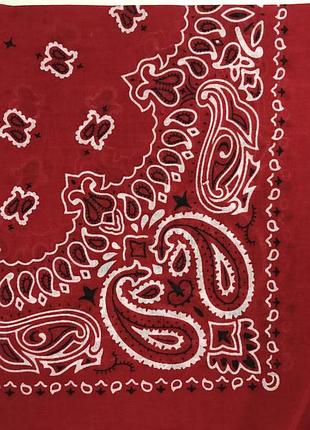 Хлопковая летняя красная бандана косынка красный с белым