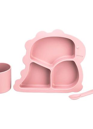 Детский набор силиконовой посуды 3 предмета розовый hp34545p