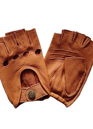 Чоловічі безпалі руді рукавички pitas 5001 зі шкіри оленя 9.5