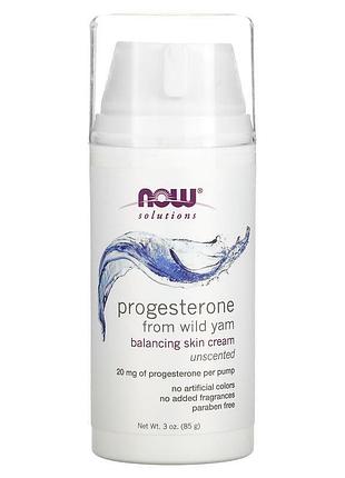 Крем з прогестероном, cream progesterone, now foods, solutions, балансуючий крем для шкіри, без запаху, 85 г