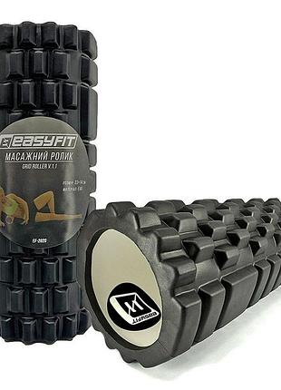 Масажний ролик easyfit ef-2020-bk, eva-піна, чорний, 33×14 см - для йоги, фітнесу, реабілітації
