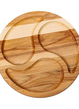 Менажница деревянная 35 см круглая на 3 секции, ясень t12w350