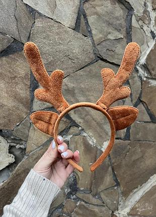 Обруч с рожками оленя, рога оленя, новый год, костюм, косплей