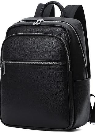 Мужской кожаный рюкзак для поездок и прогулок 30х40х17, сумка на спину в офис tiding bag 75362 черная