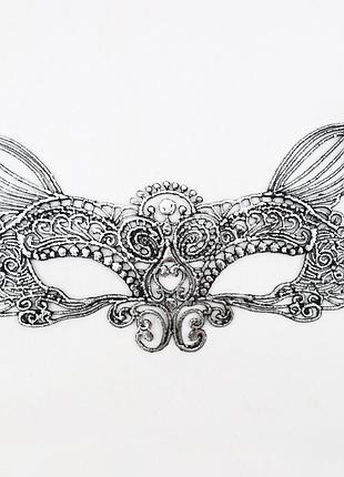 Маска маскарадная с принтом животного на завязках унисекс 19 на 9 см серебристый