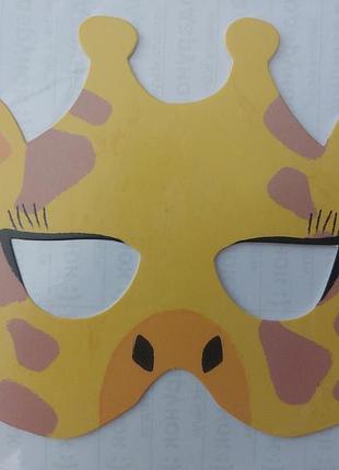 Детская маска жираф из картона 17 на 15 см оранжевый