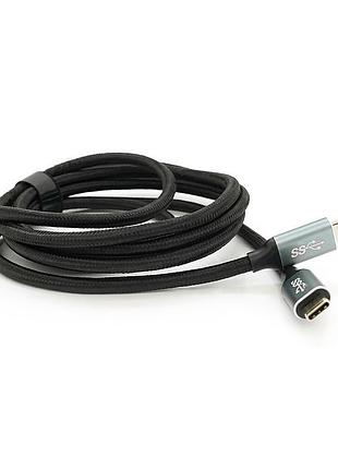 Кабель type-c to type-c (usb 3.2 gen2 male to male), оплетка, black, длина 2м, поддержка 100w/10gbps, 4k60hz