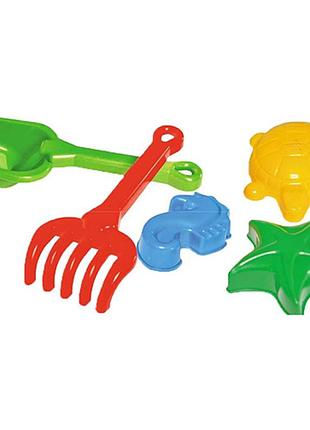 Игрушка набор "лопатка+ грабельки" технок 2254txk с пасочками зеленый