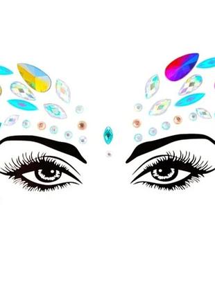 Стразы на лицо для вечеринок one size разноцветный