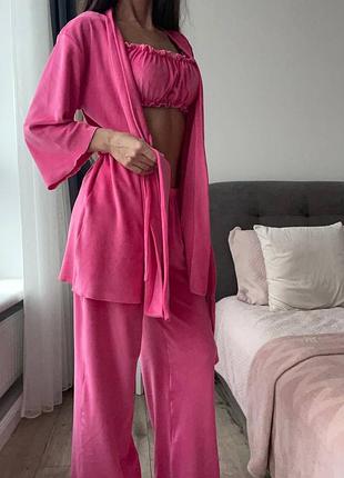Пижама тройка с халатом