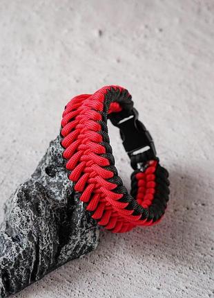 Паракордовый браслет date masamune в самурайском стиле на пластиковой застежке, цвет изделия под заказ черный с кримсоном