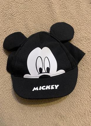 Кепка чорна міккі маус мікі маус з вушками 3-6 міс