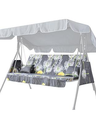 Відшив сидіння, тканина та поролон на садову гойдалку "дача" (жовта кульбаба на сірому фоні)