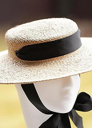 Річна жіноча капелюх канотьє натуральна соломка поля 10 см розмір 55-59
