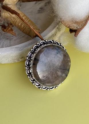 Хіастоліт натуральний кільце з натурального каменю хіастоліт каблучка з хіастолітом в сріблі. 18,5 роз.індія