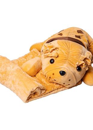 Игрушка-подушка с пледом внутри собака обнимашка 65 (см) коричневый colorful home 9527-40br