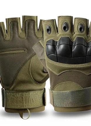 Тактические беспалые перчатки с косточками каучуковые олива демисезонные перчатки xl