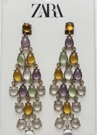 Длинные 14 см серьги прозрачные капли, подвески