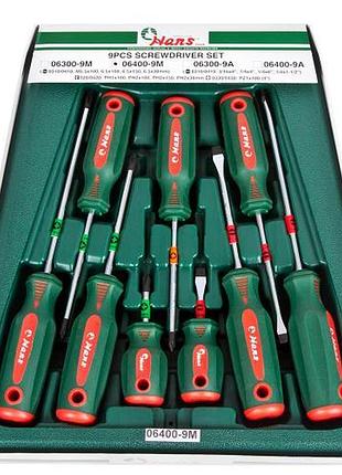 Набір викруток шліц и хрест 9 предметів (06400-9m) hans