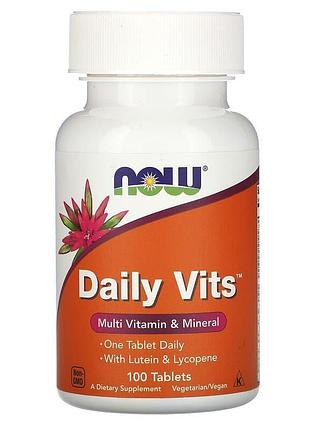 Мультивітаміни і мінерали, daily vits, now foods, 1 таблетку в день, 100 таблеток