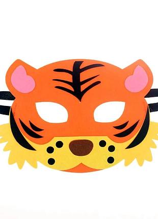 Детская маска из фетра тигр для утренника one size разноцветный