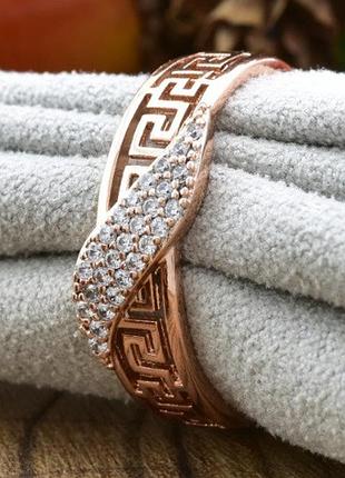 Кільце xuping 14209 розмір 18, позолота рв, ширина 6 мм, вага 2,1 г, білі фіаніти