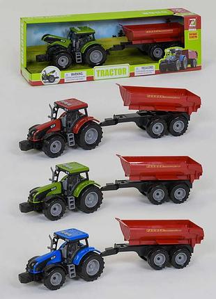 Игрушка трактор с прицепом 550-59 j (36/2) 3 цвета, свет, звук, инерция, в коробке