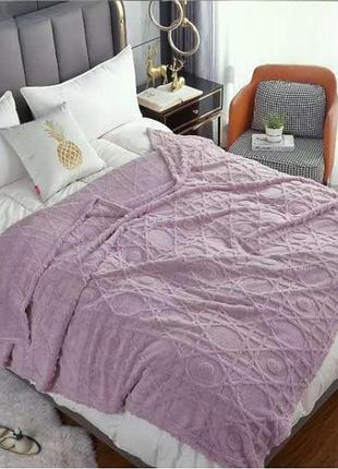 Плед евро пушистый koloco "квадраты с кругами" 200 х 230 см (40020) сиреневый