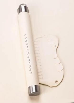 Силиконовый коврик со скалкой для раскатки теста бежевый hp34547w