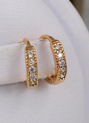 Серьги xuping jewelry детские дорожка из камешков 10 мм золотистые